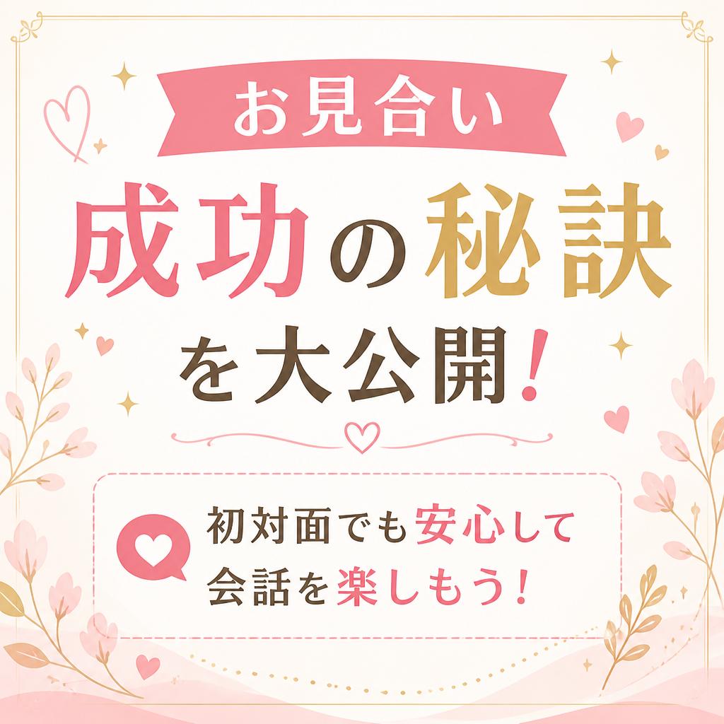 お見合い成功の秘訣を大公開！初対面でも安心して会話を楽しもう！
