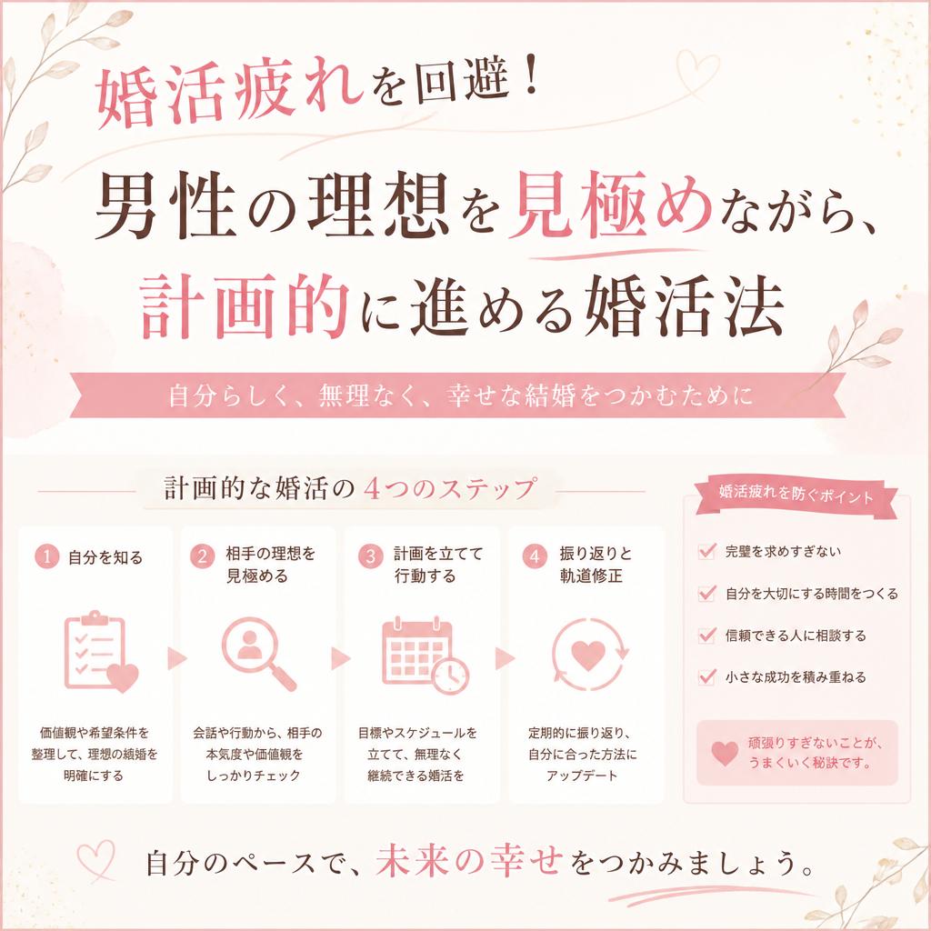 婚活疲れを回避！男性の理想を見極めながら、計画的に進める婚活法