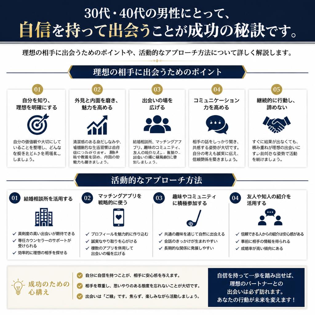 男性の婚活スタイル：自信と行動がカギ