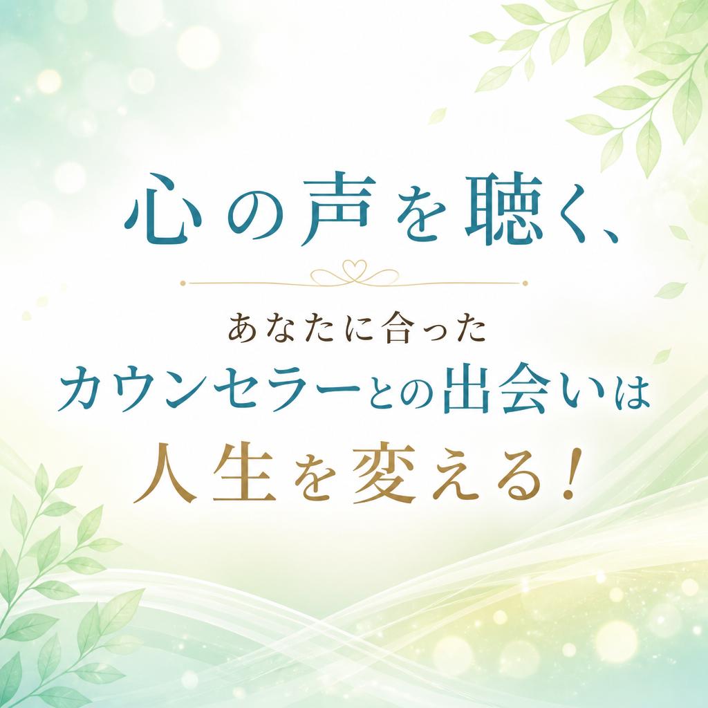 心の声を聴く、あなたに合ったカウンセラーとの出会いは人生を変える！