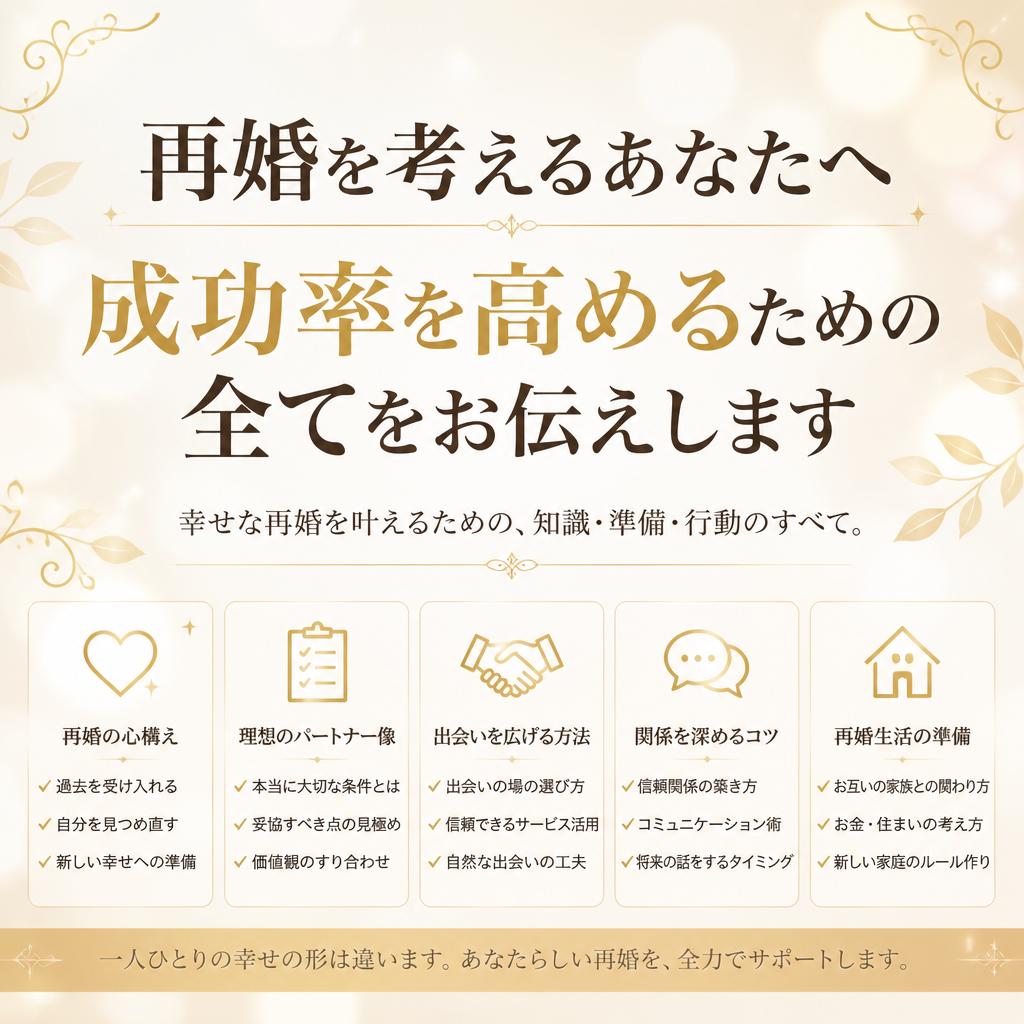 再婚を考えるあなたへ、成功率を高めるための全てをお伝えします