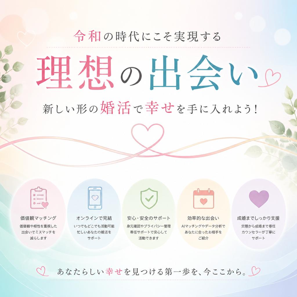 令和の時代にこそ実現する理想の出会い。新しい形の婚活で幸せを手に入れよう！